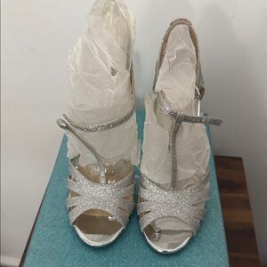 Betsey Johnson Silver Glitter Heels